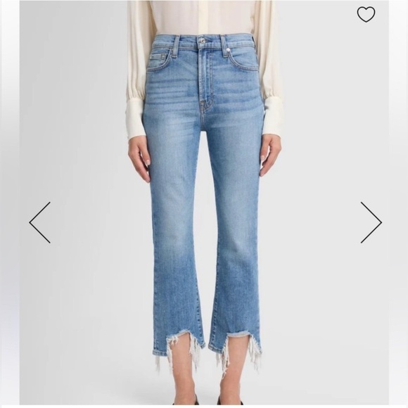 7 For All Mankind Denim - 7 FOR ALL MANKIND High Waist Slim Kick Destroyed Hem Luxury Jeans Size 25